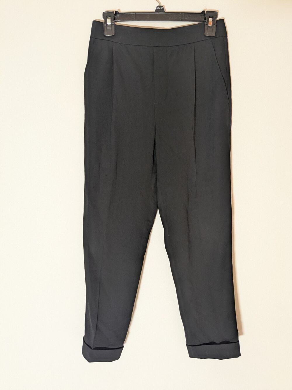 Vince Women's Trousers Dress Pants Cuffed Hem Straight Leg Black Size S Petite